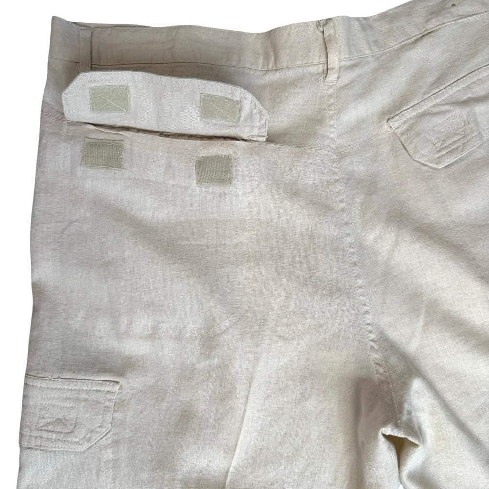 Mens Linen Cargo Slacks Pants 40x30 Cream Beach Vacation Resortwear Quiet Luxury - Picture 11 of 14